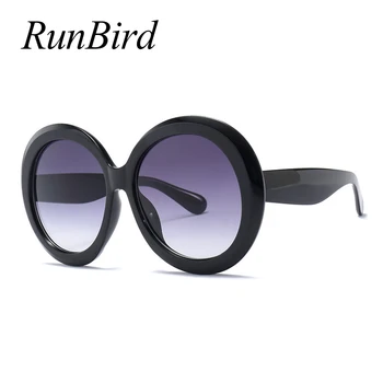 RunBird 2019 Uus Naiste Suur Raam Ring Päikeseprillid Mood Liiga Jõllitama Päikeseprillid Naiste Vintage Tooni Prillid 5397